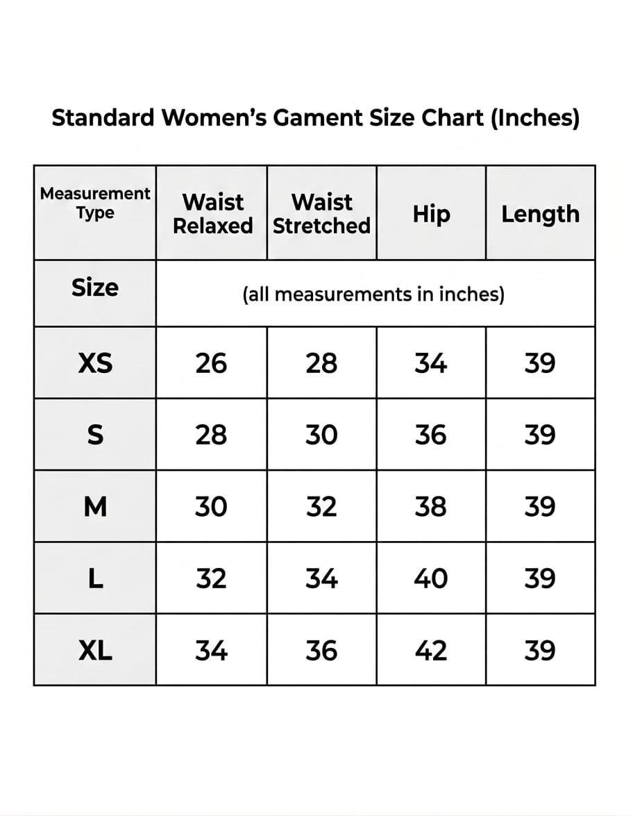 Standard Women's Garment Size Chart